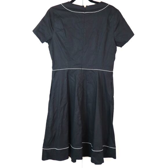 NWT DE Collection Black COTTON Dress Fit and Flare Short Sleeve Classic Medium - Picture 4 of 8